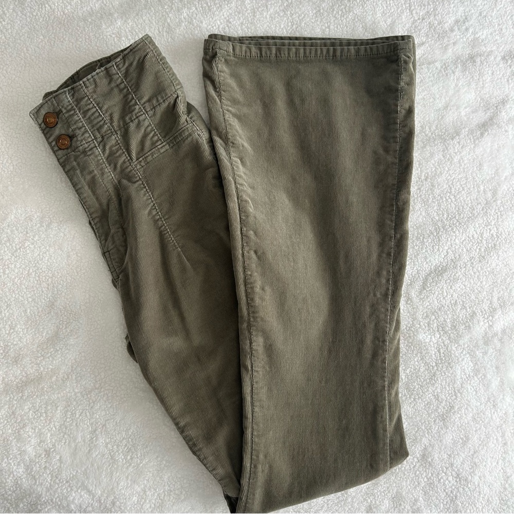 Free People Olive Green Corduroy Flare Pants